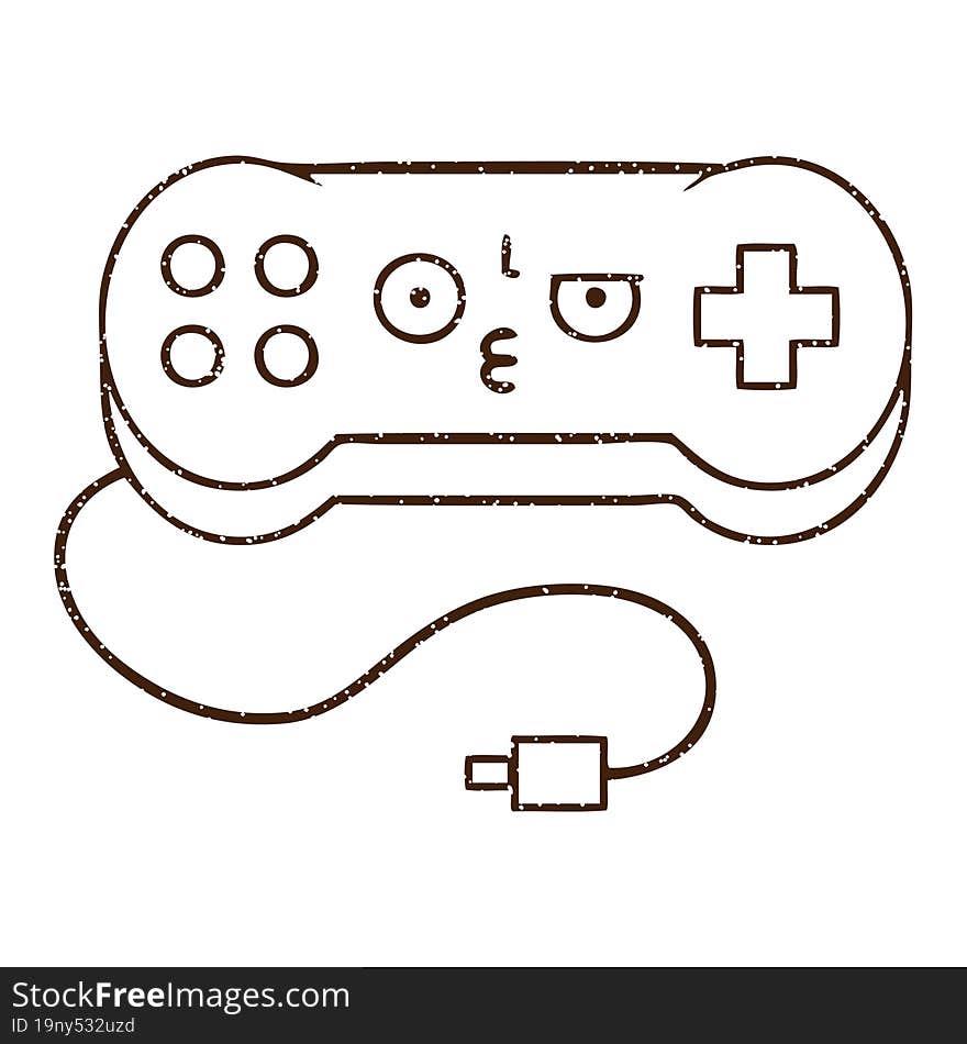 Game Controller Charcoal Drawing