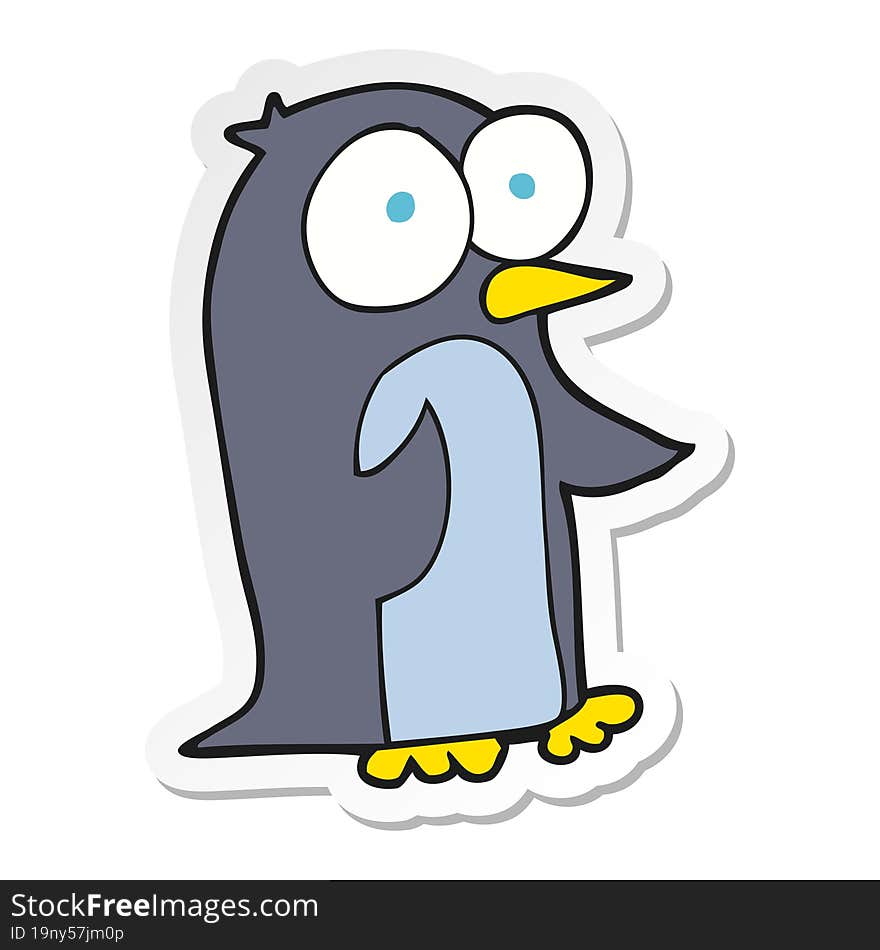 Sticker Of A Cartoon Penguin