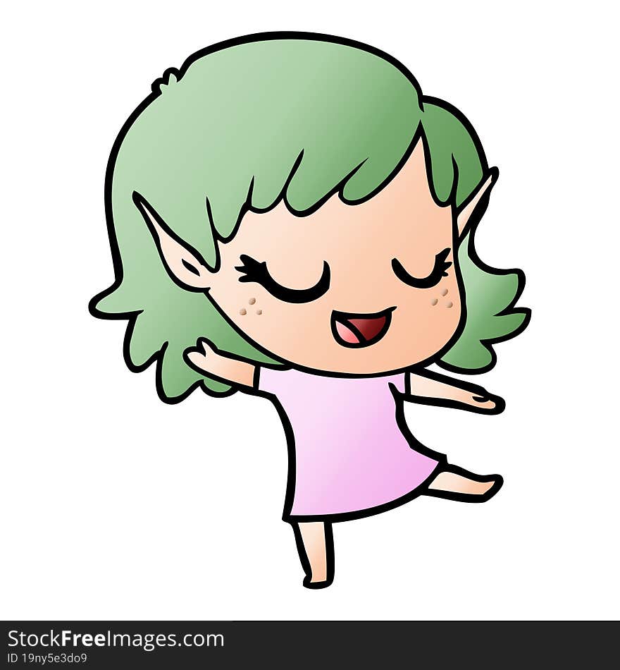 happy cartoon elf girl. happy cartoon elf girl