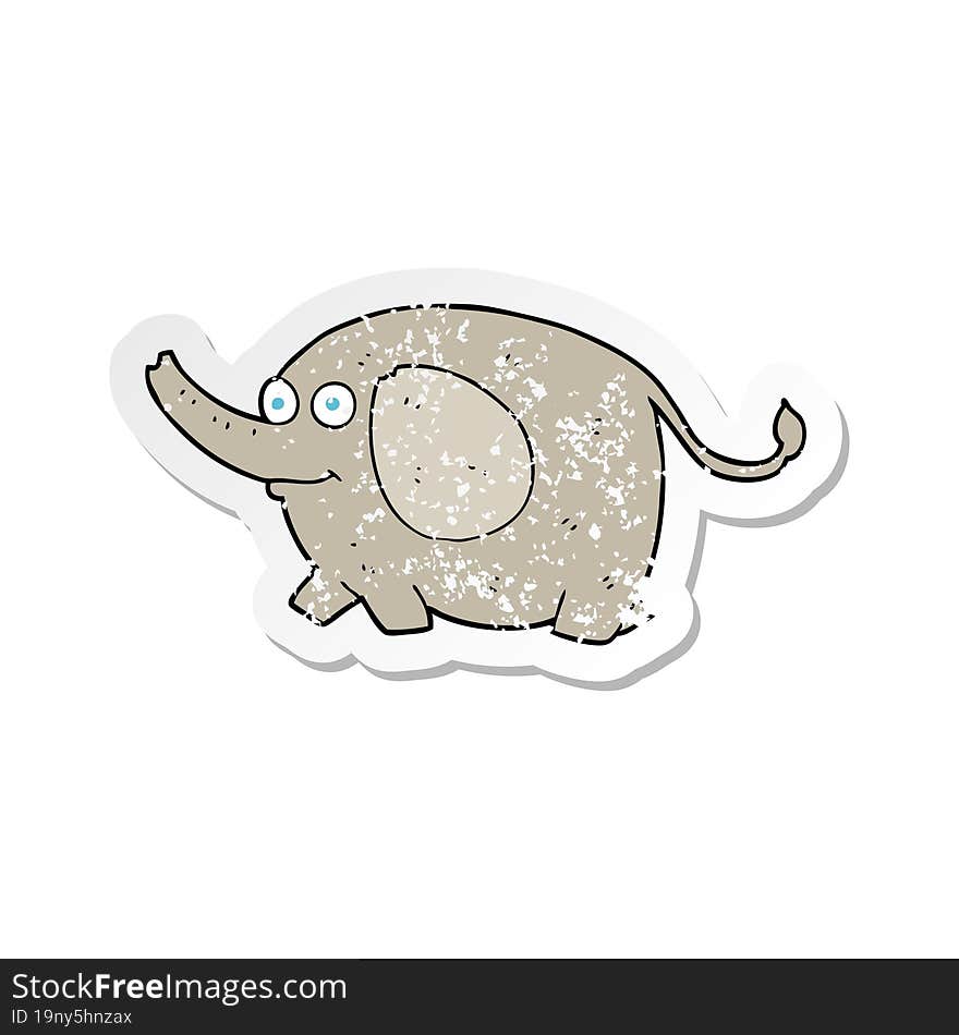 retro distressed sticker of a cartoon elephant