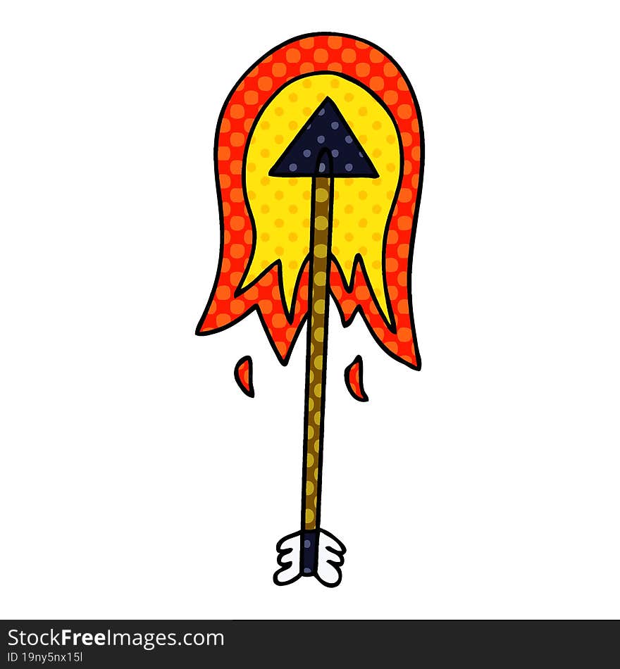 quirky comic book style cartoon burning arrow