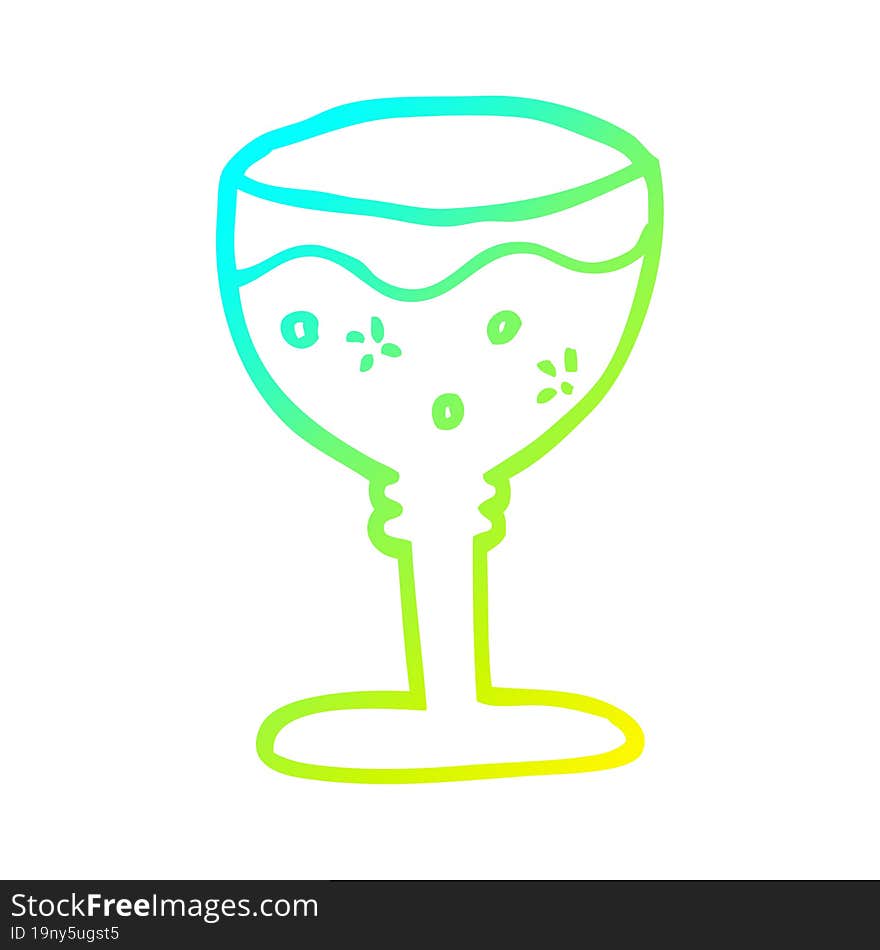 Cold Gradient Line Drawing Cartoon Glass Of Red Wine