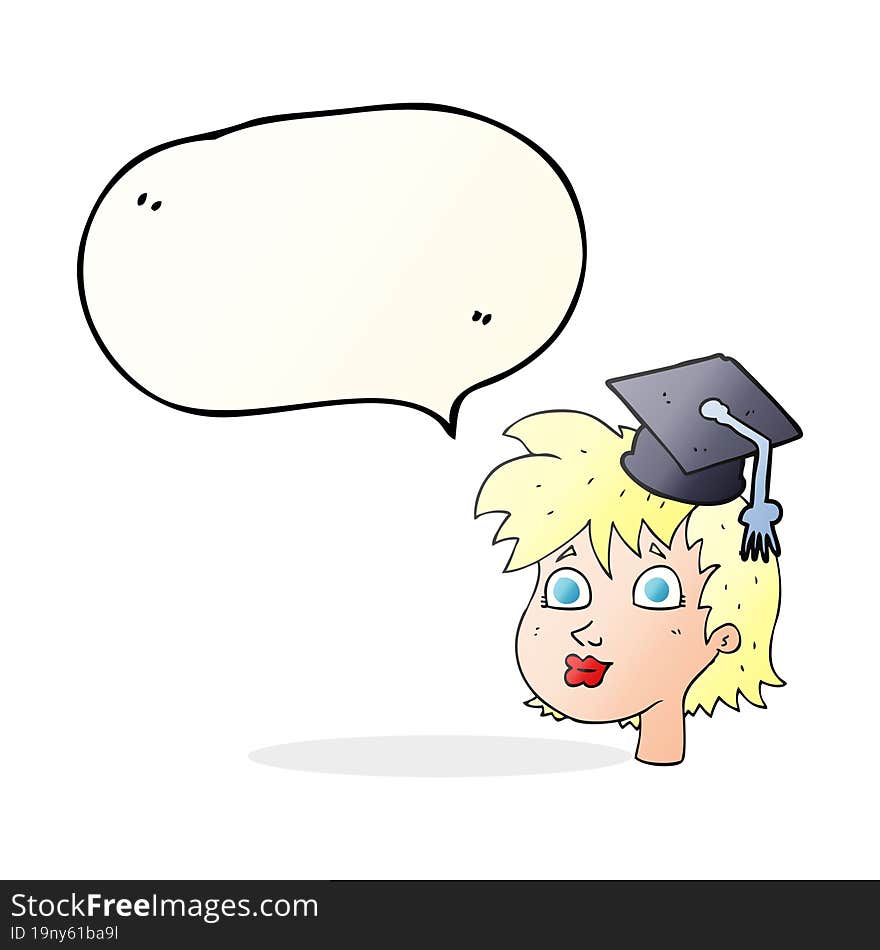 Speech Bubble Cartoon Graduate Woman