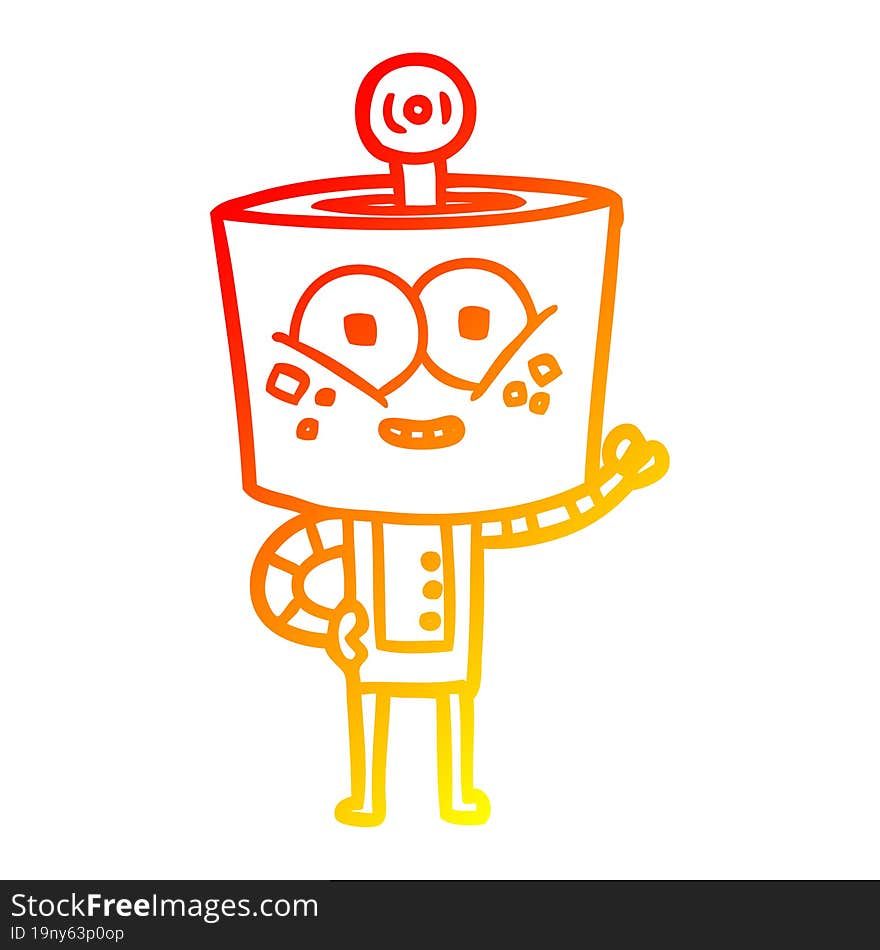 warm gradient line drawing happy cartoon robot