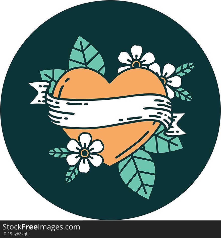 Tattoo Style Icon Of A Heart And Banner