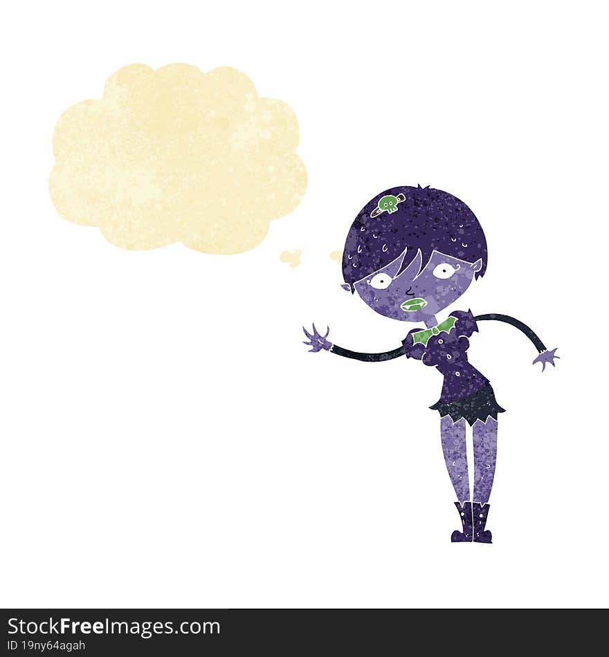 Cartoon Vampire Girl With Thought Bubble