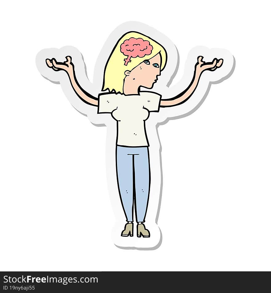 sticker of a cartoon intelligent woman