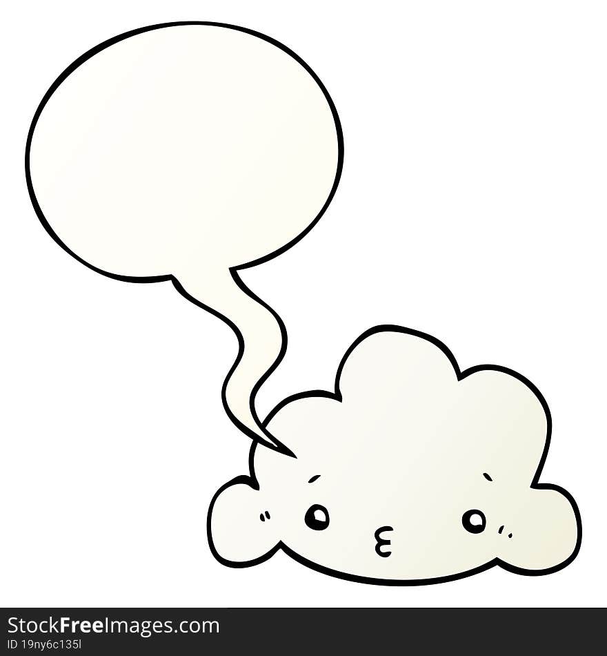 cartoon cloud and speech bubble in smooth gradient style