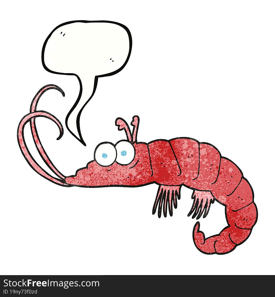 speech bubble textured cartoon shrimp