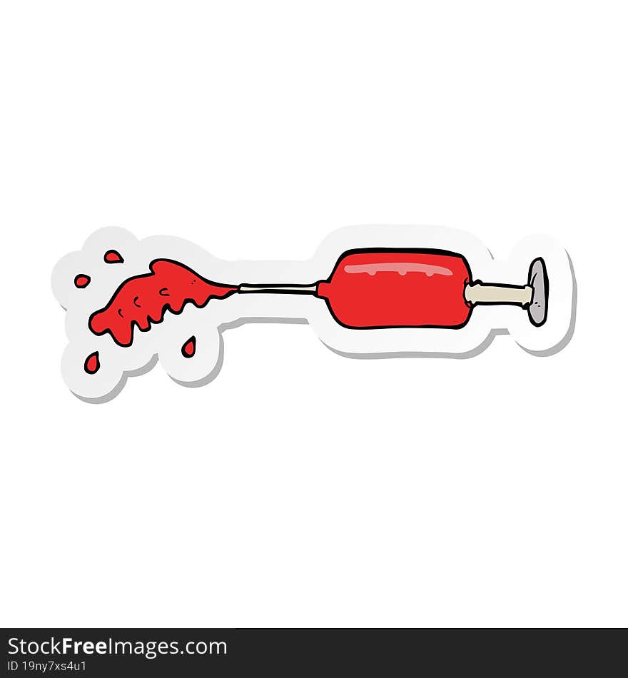 Sticker Of A Cartoon Squirting Medical Needle