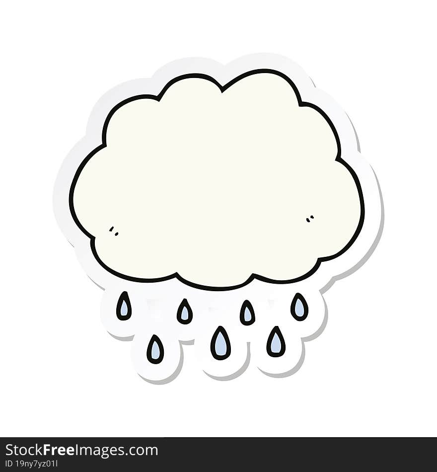 sticker of a cartoon rain cloud