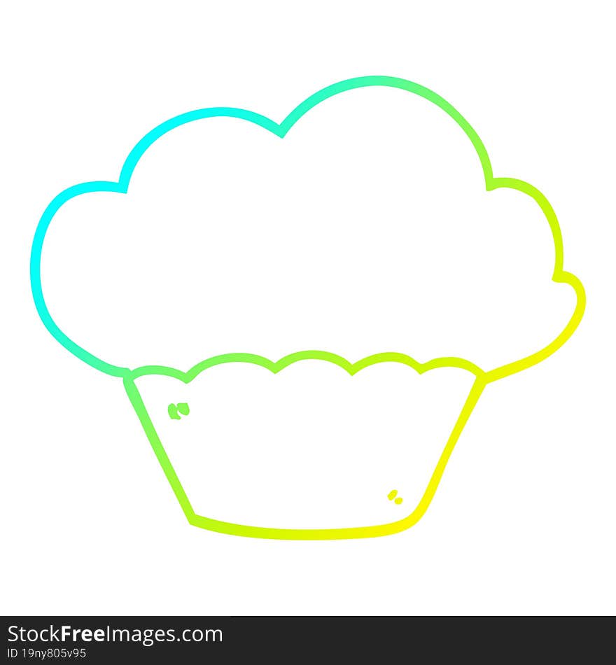 Cold Gradient Line Drawing Cartoon Muffin