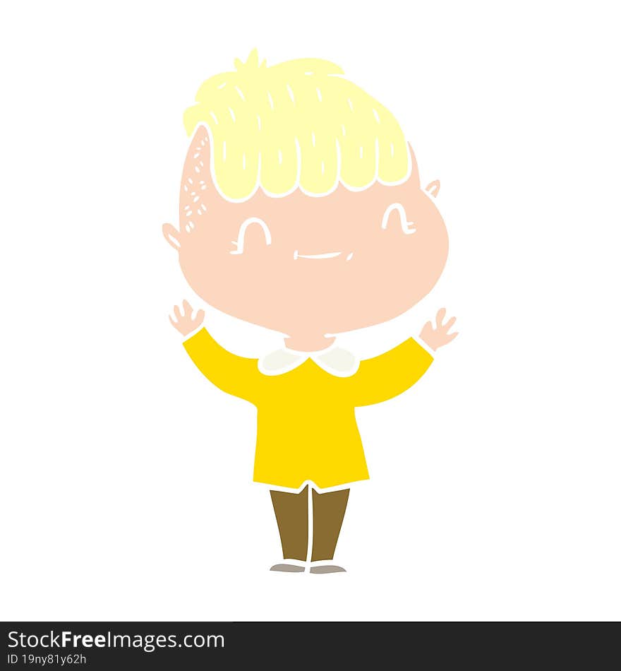 Flat Color Style Cartoon Friendly Boy