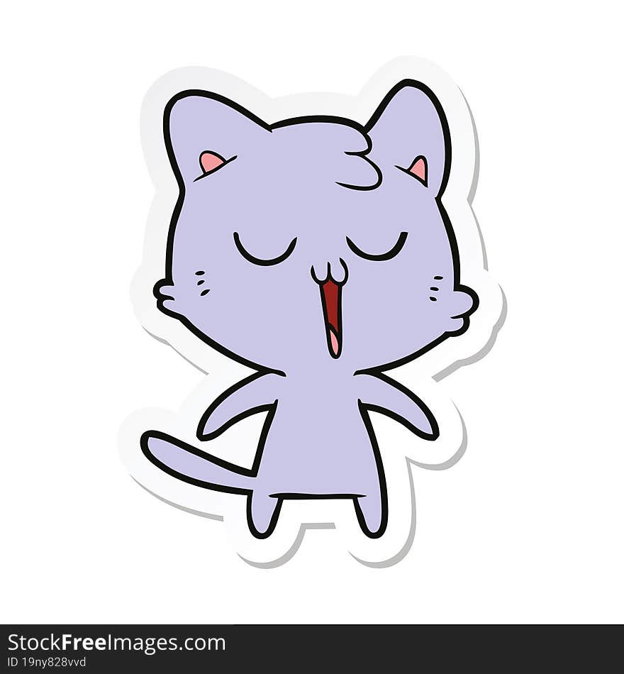 sticker of a cartoon cat singing