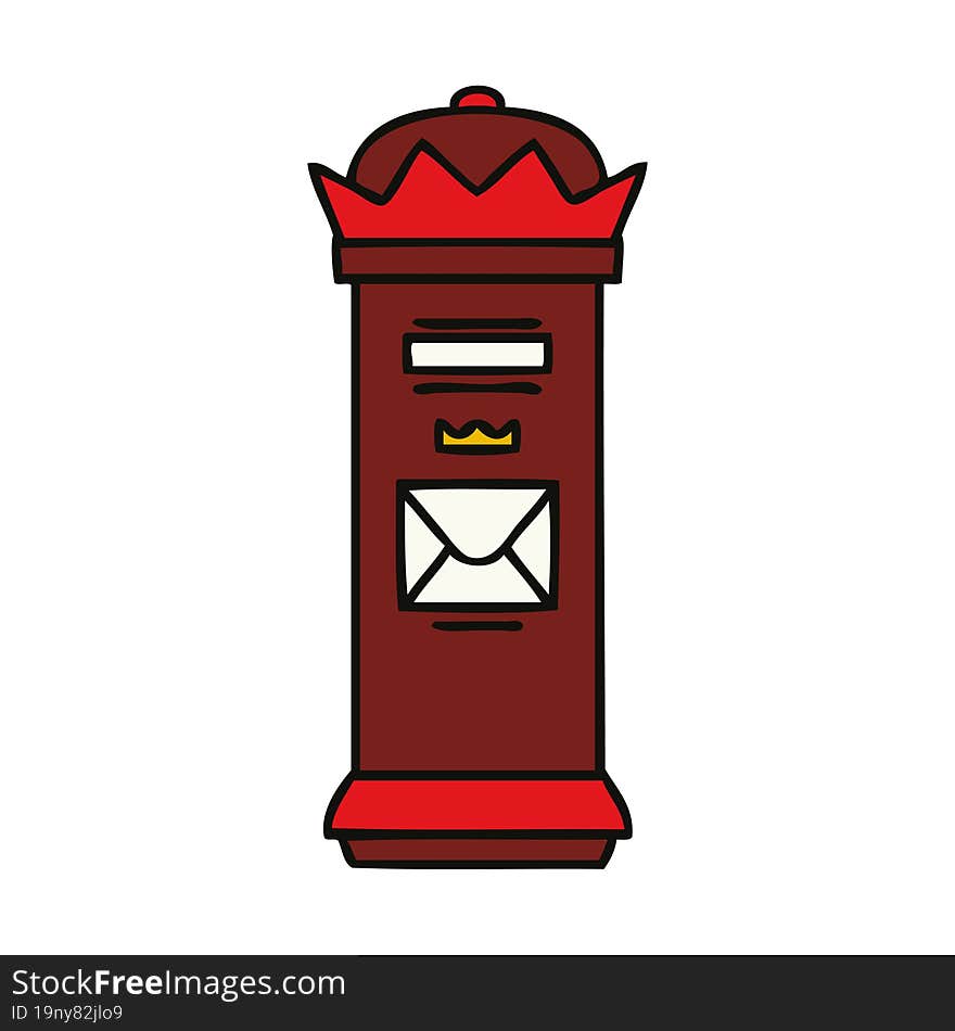 cute cartoon of a post box. cute cartoon of a post box