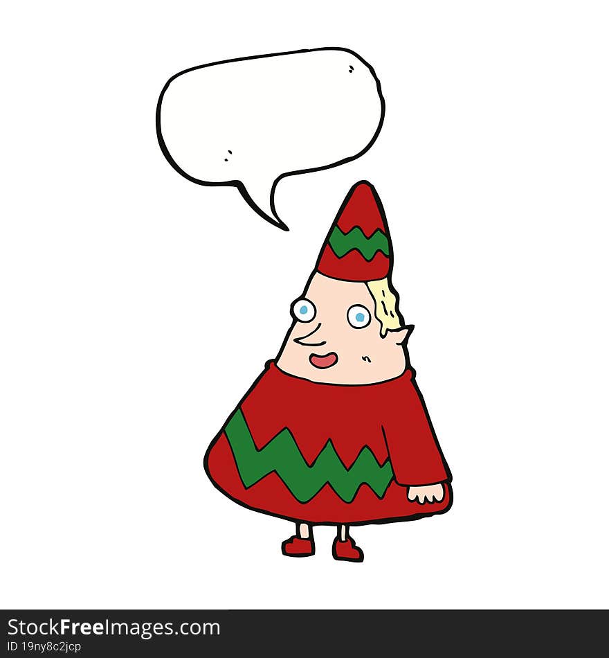 Cartoon Elf With Speech Bubble