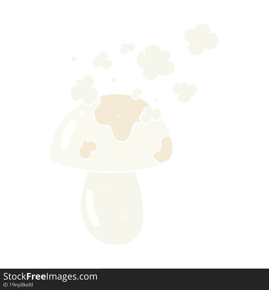 Flat Color Illustration Of A Cartoon Mushroom