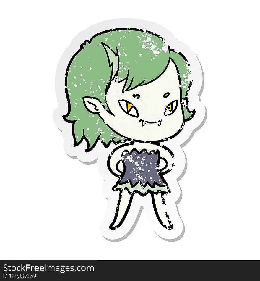 distressed sticker of a vampire girl in dress