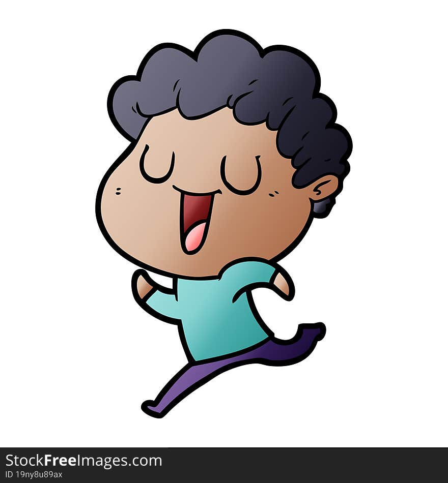 laughing cartoon man running. laughing cartoon man running