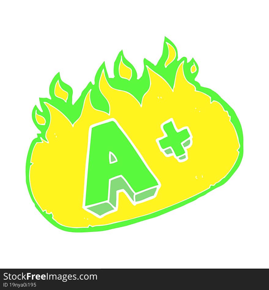 Flat Color Illustration Of A Cartoon A Grade Symbol