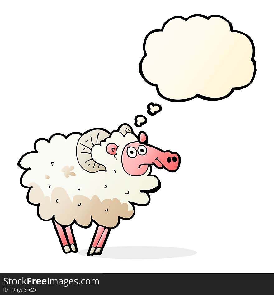 Cartoon Dirty Sheep With Thought Bubble