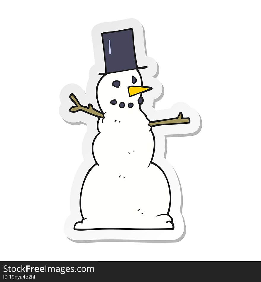 sticker of a cartoon snowman