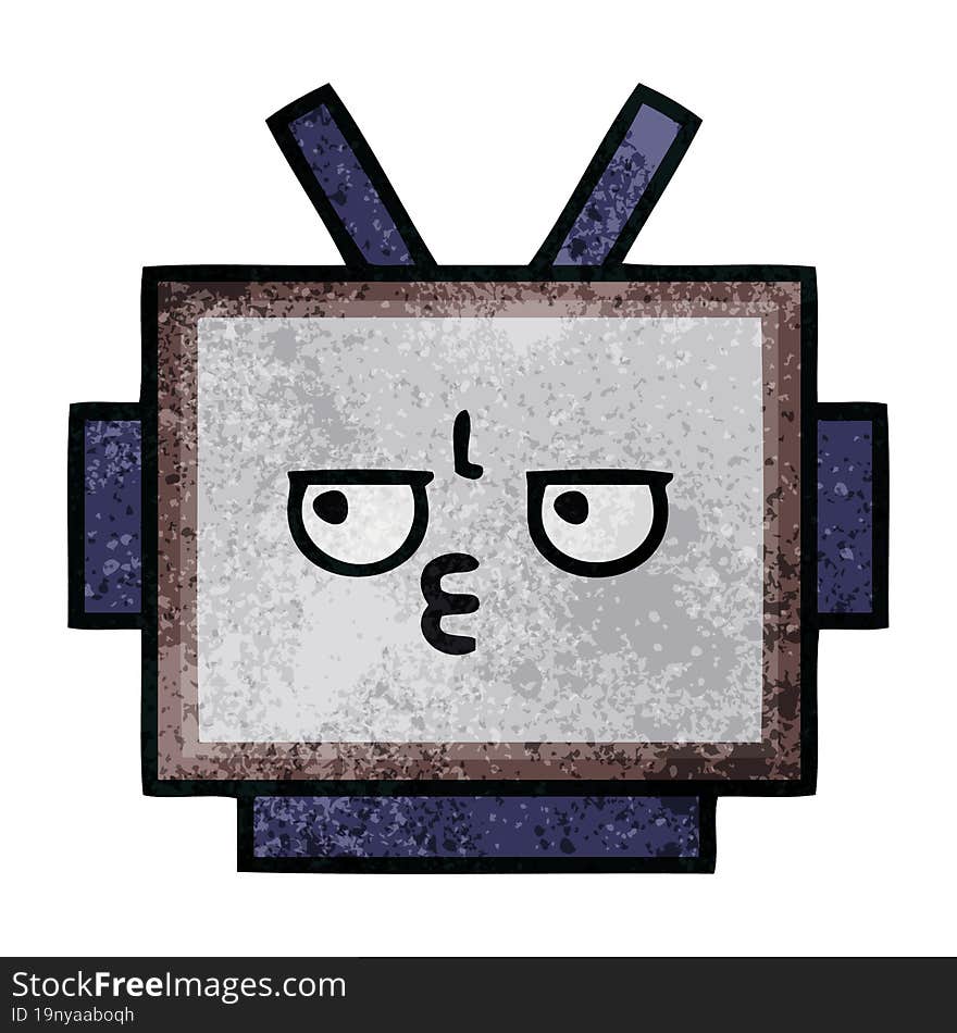 retro grunge texture cartoon of a robot head