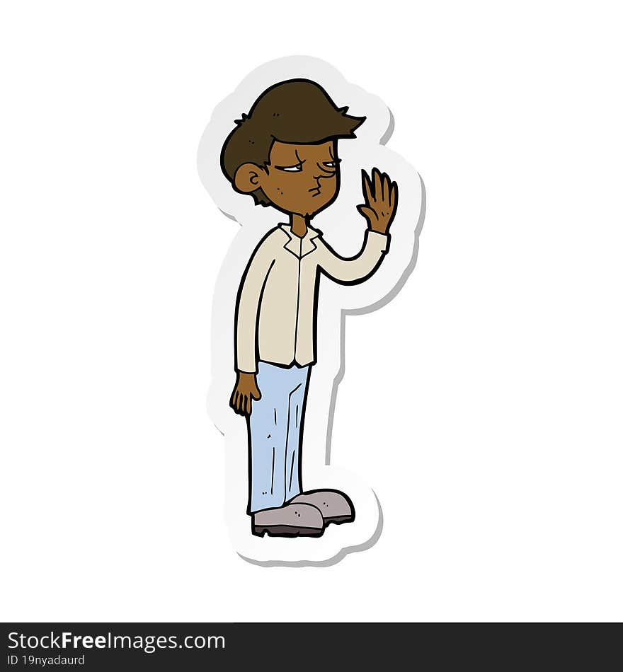 Sticker Of A Cartoon Arrogant Boy