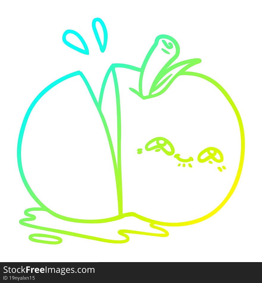 cold gradient line drawing cartoon sliced apple