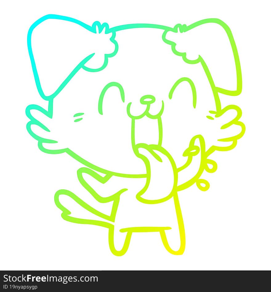 cold gradient line drawing cartoon panting dog