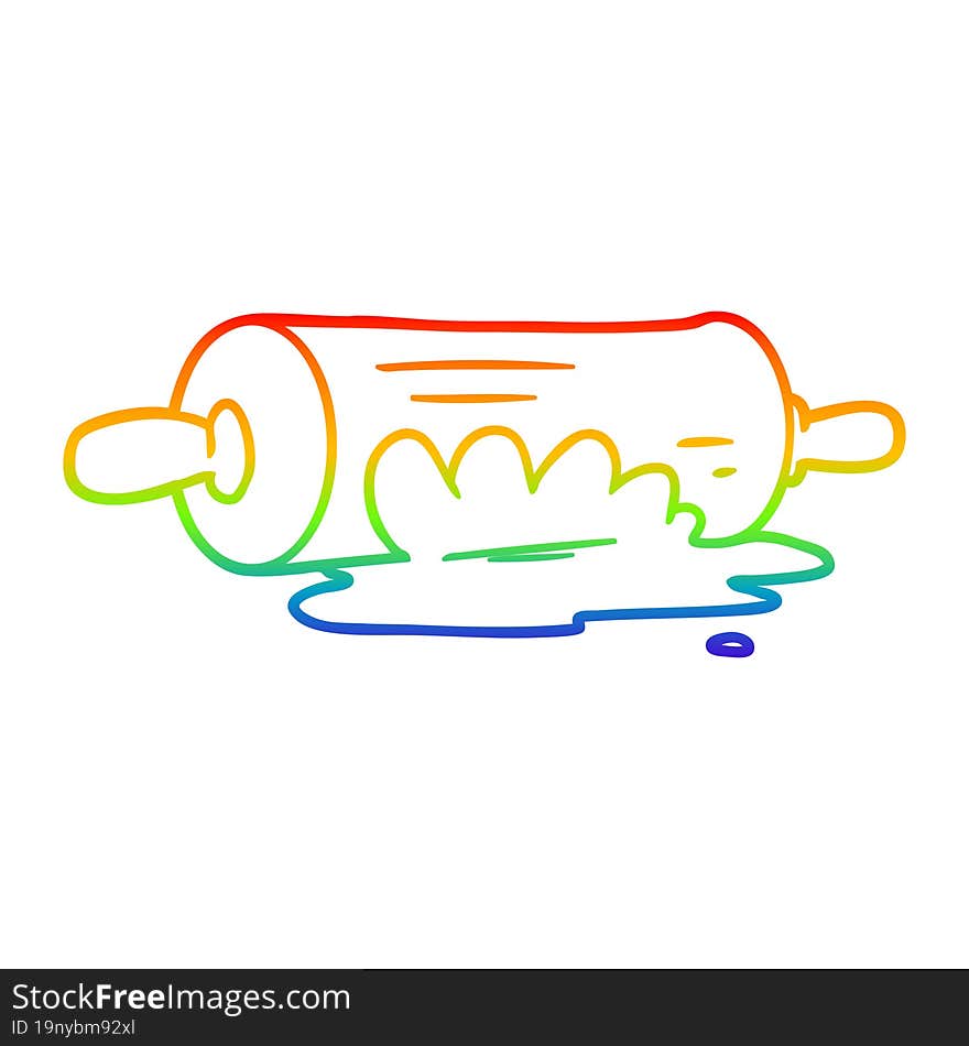 rainbow gradient line drawing cartoon rolling pin