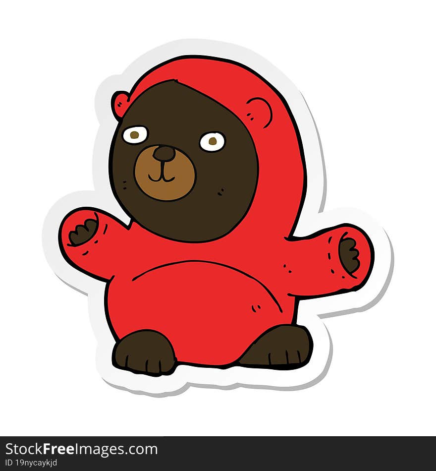 Sticker Of A Cute Cartoon Black Bear