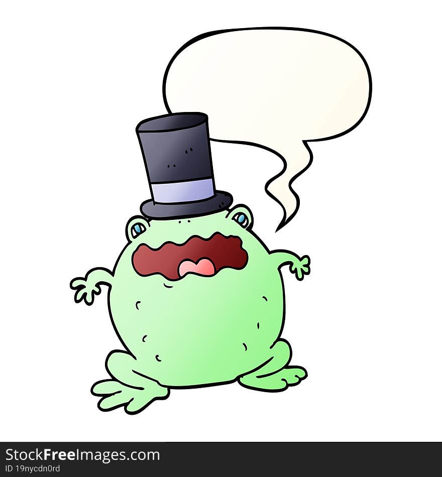 Cartoon Toad Wearing Top Hat And Speech Bubble In Smooth Gradient Style