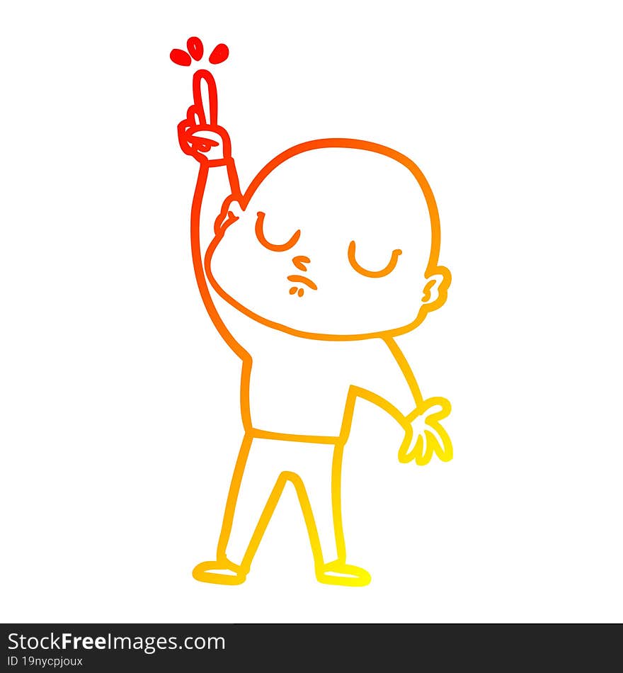 warm gradient line drawing of a cartoon bald man