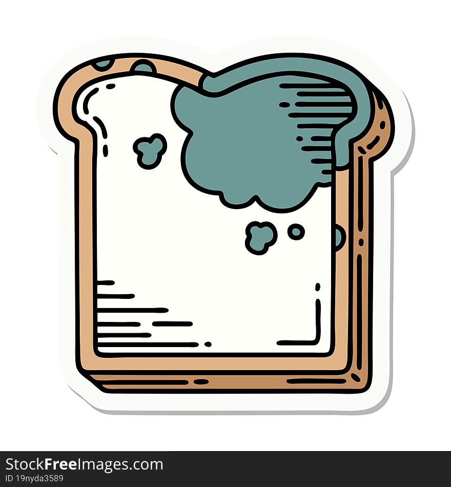 Tattoo Style Sticker Of A Mouldy Bread