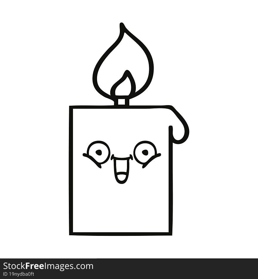 line drawing cartoon of a lit candle