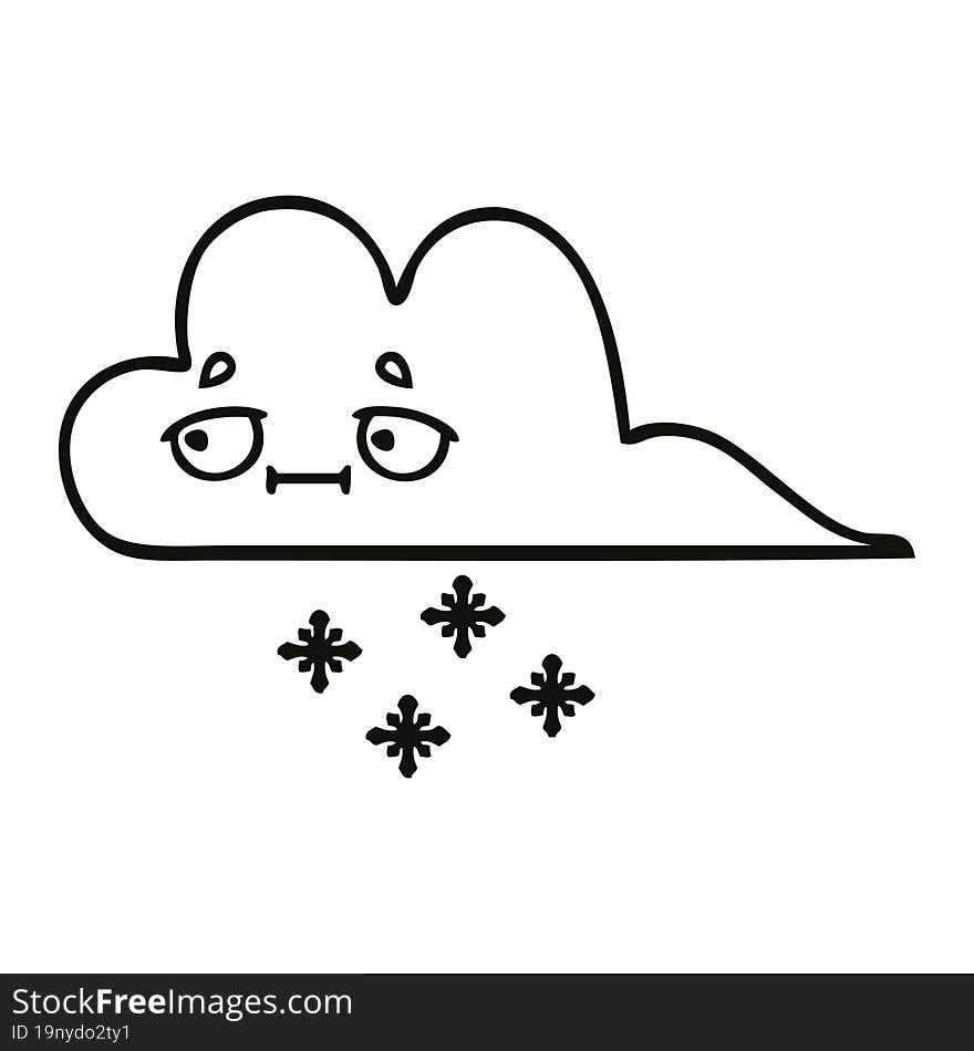 Line Drawing Cartoon Storm Snow Cloud