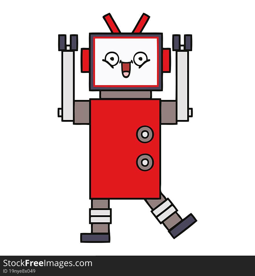 Cute Cartoon Happy Robot