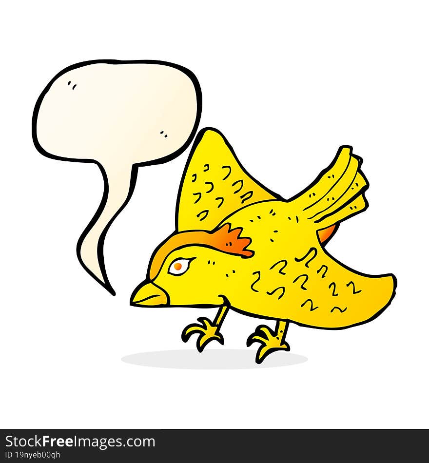 cartoon garden bird with speech bubble