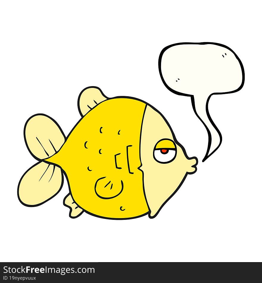 freehand drawn speech bubble cartoon funny fish