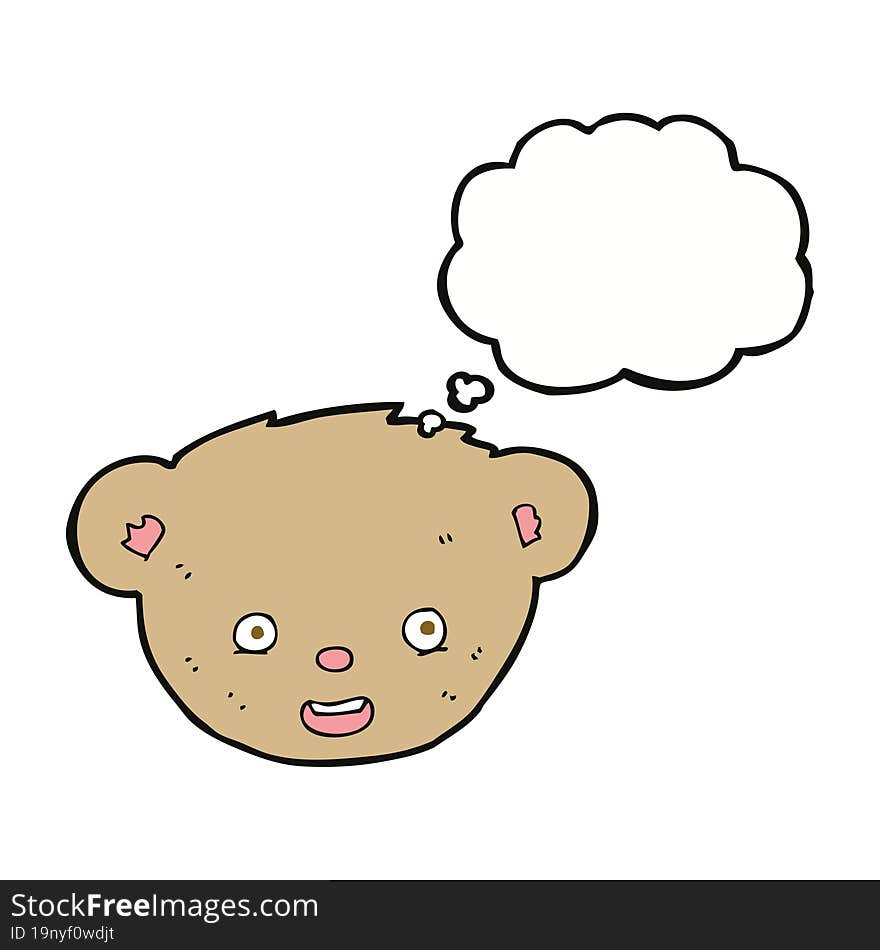 cartoon teddy bear face with thought bubble