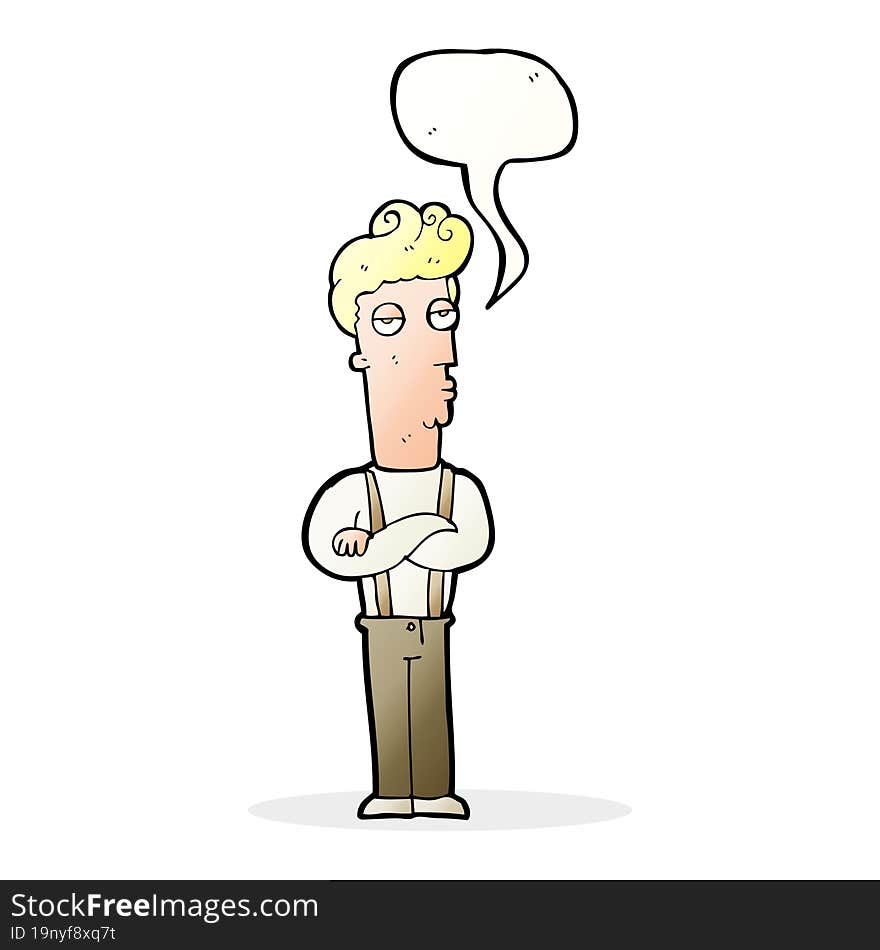 cartoon unimpressed man with speech bubble