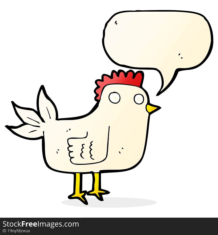 cartoon hen with speech bubble