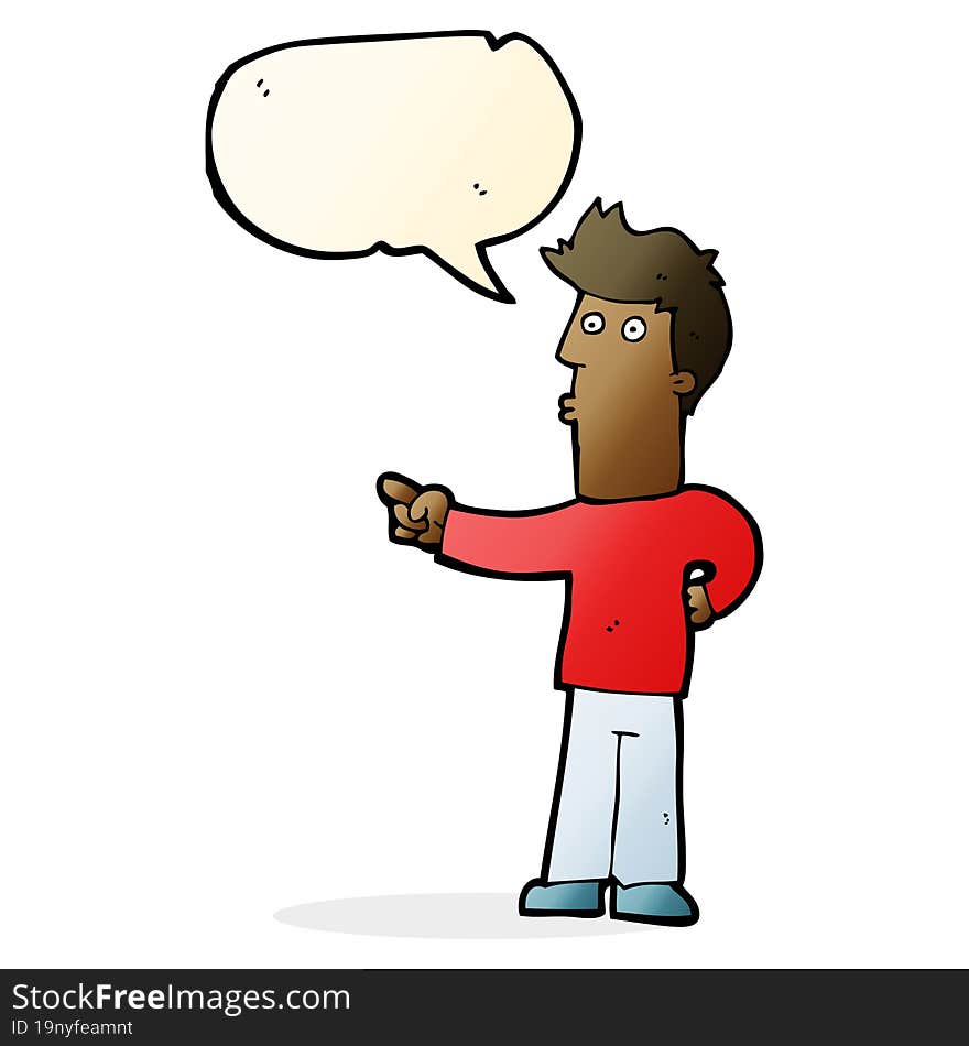 Cartoon Man Pointing With Speech Bubble