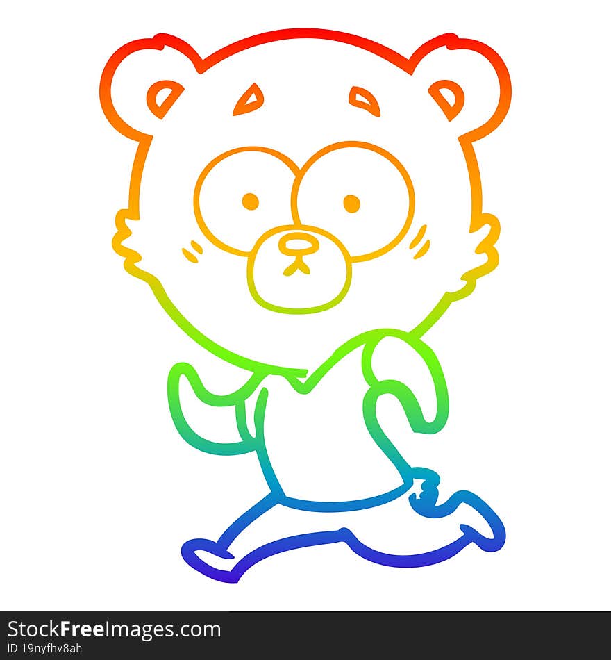 Rainbow Gradient Line Drawing Surprised Polar Bear Cartoon