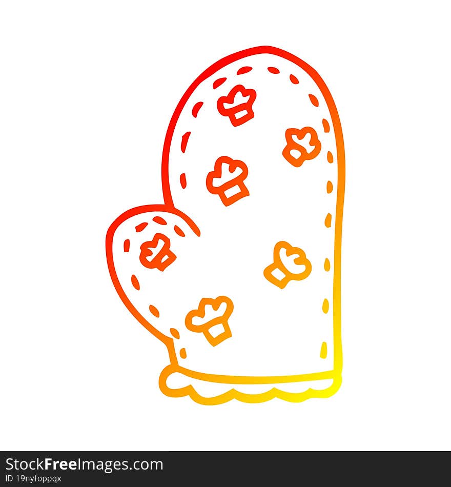 Warm Gradient Line Drawing Cartoon Oven Glove