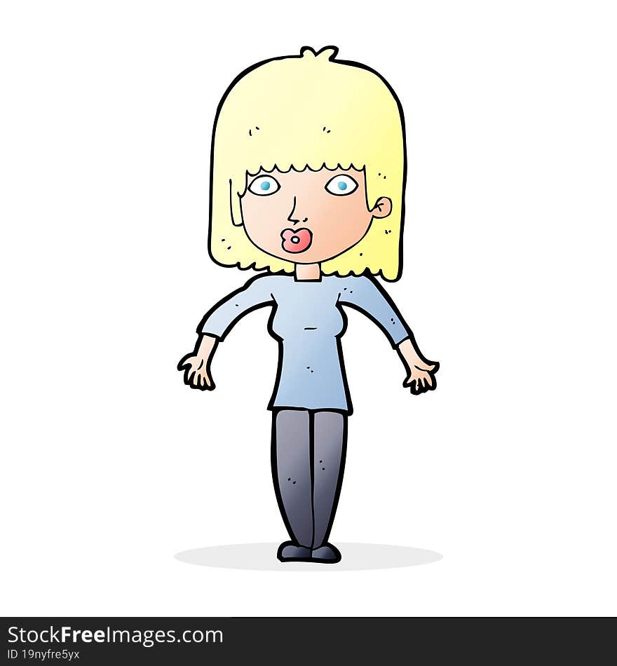 cartoon woman shrugging