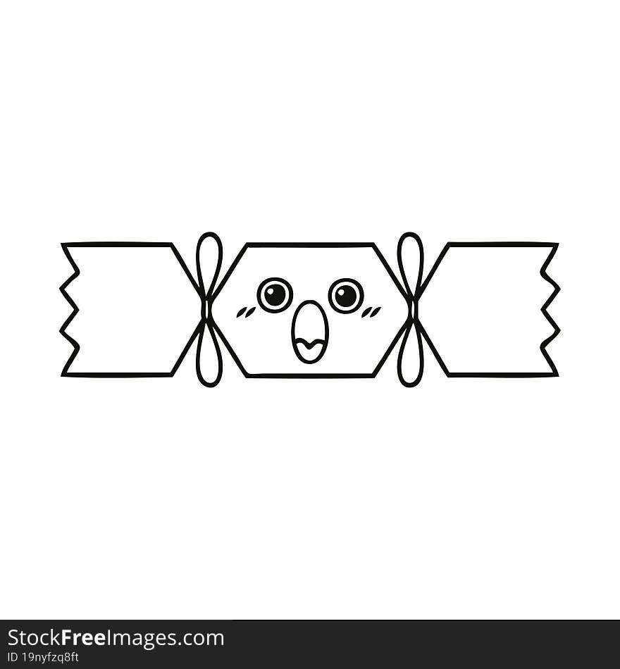 line drawing cartoon of a christmas cracker