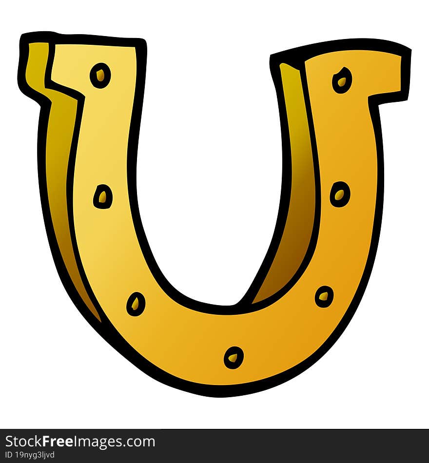 cartoon doodle gold horse shoe