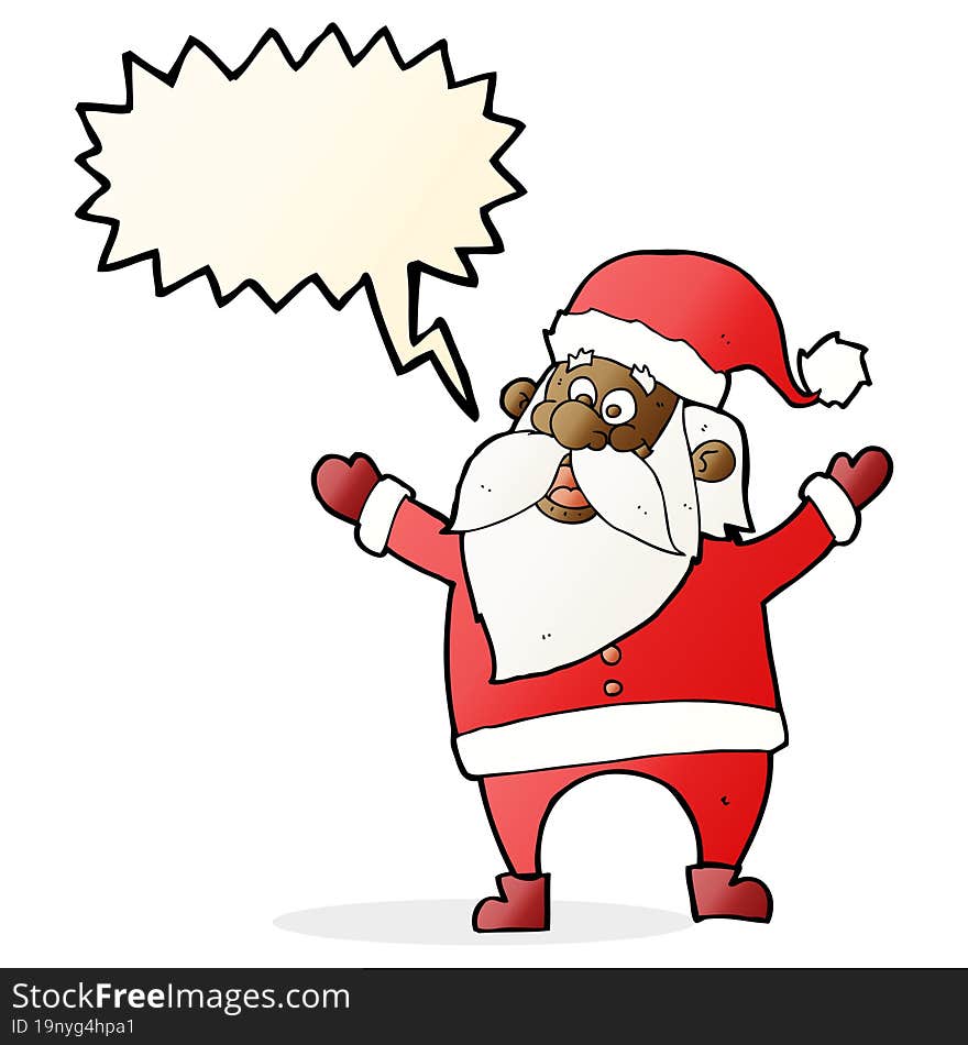 cartoon santa claus with speech bubble